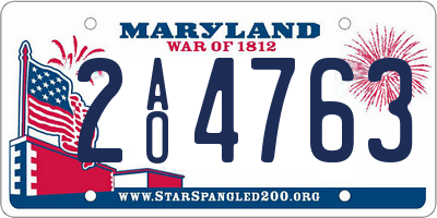 MD license plate 2AO4763