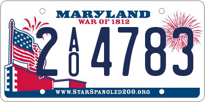 MD license plate 2AO4783