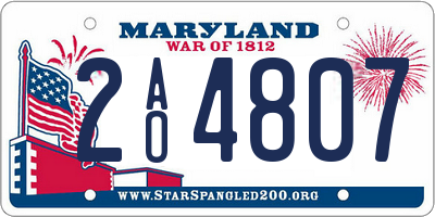 MD license plate 2AO4807