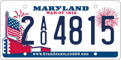 MD license plate 2AO4815