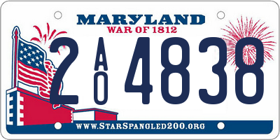 MD license plate 2AO4838