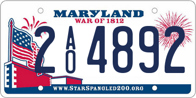MD license plate 2AO4892