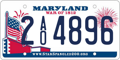 MD license plate 2AO4896