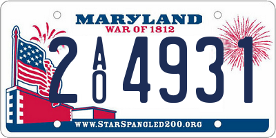 MD license plate 2AO4931