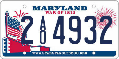 MD license plate 2AO4932