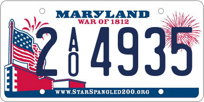 MD license plate 2AO4935