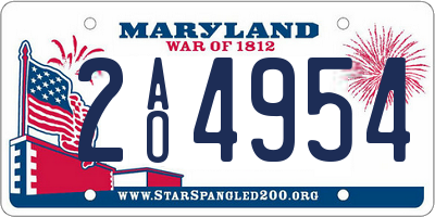MD license plate 2AO4954