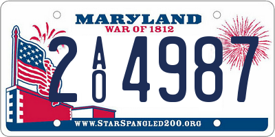 MD license plate 2AO4987