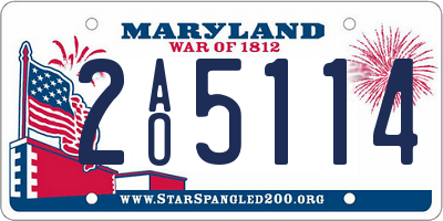 MD license plate 2AO5114