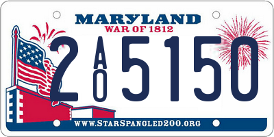 MD license plate 2AO5150