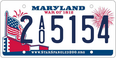 MD license plate 2AO5154