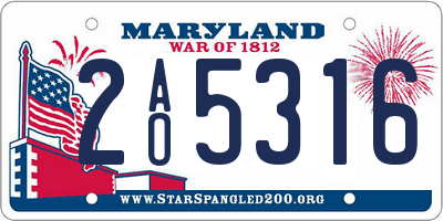 MD license plate 2AO5316