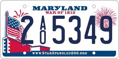 MD license plate 2AO5349