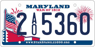 MD license plate 2AO5360