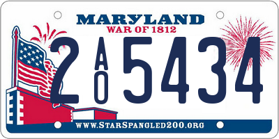 MD license plate 2AO5434