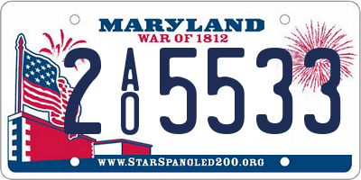 MD license plate 2AO5533