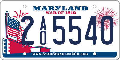 MD license plate 2AO5540