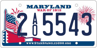 MD license plate 2AO5543