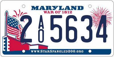 MD license plate 2AO5634