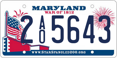 MD license plate 2AO5643