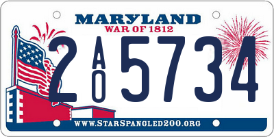MD license plate 2AO5734