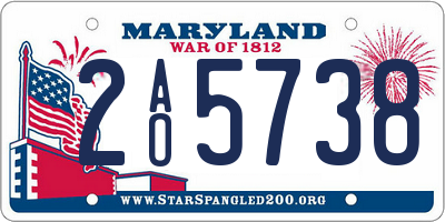 MD license plate 2AO5738