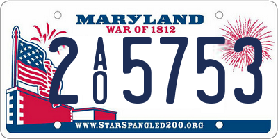 MD license plate 2AO5753