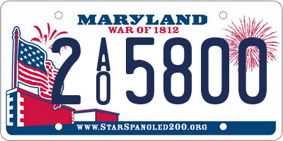 MD license plate 2AO5800