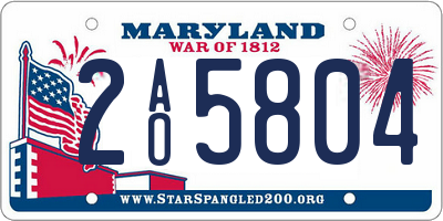 MD license plate 2AO5804
