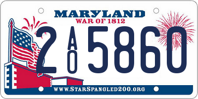 MD license plate 2AO5860