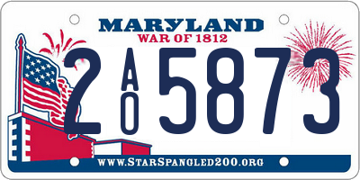 MD license plate 2AO5873