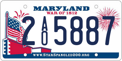 MD license plate 2AO5887