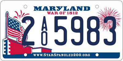 MD license plate 2AO5983