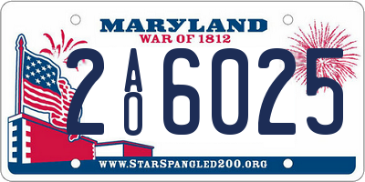 MD license plate 2AO6025