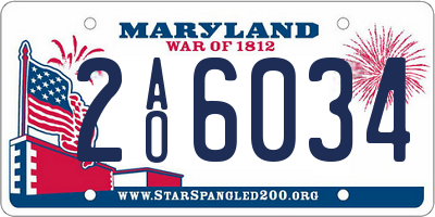 MD license plate 2AO6034