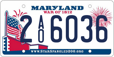 MD license plate 2AO6036