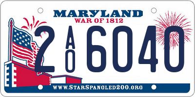 MD license plate 2AO6040