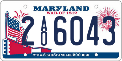 MD license plate 2AO6043