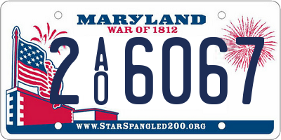 MD license plate 2AO6067