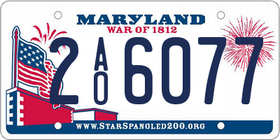 MD license plate 2AO6077