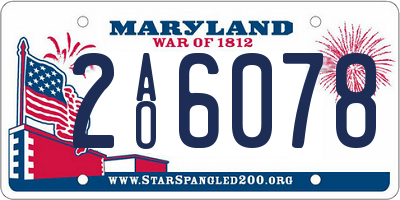 MD license plate 2AO6078
