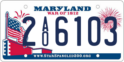 MD license plate 2AO6103