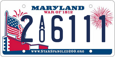 MD license plate 2AO6111