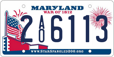 MD license plate 2AO6113