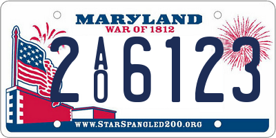 MD license plate 2AO6123