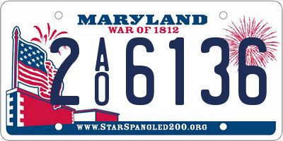 MD license plate 2AO6136