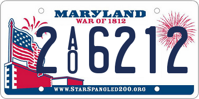 MD license plate 2AO6212