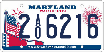 MD license plate 2AO6216