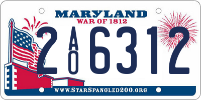 MD license plate 2AO6312