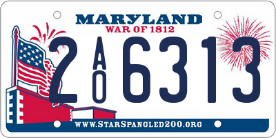MD license plate 2AO6313